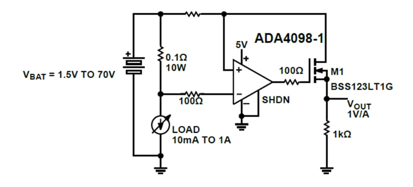 Applikations-Schaltungsdiagramm - Analog Devices Inc. ADA4098-1/-2 Over-The-Top™ Präzisionsoperationsverstärker